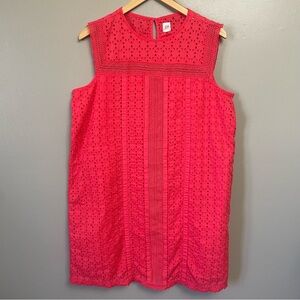 Gap Large sleeveless eyelet dress coral rose Bush shift summer lace beach